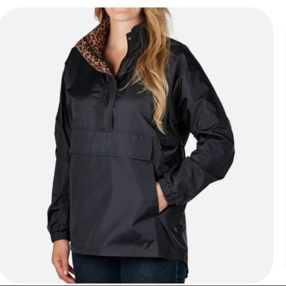 Lauren James Hooded Anorak Rain Jacket Coat Wind Breaker Zippered Large Pocket
